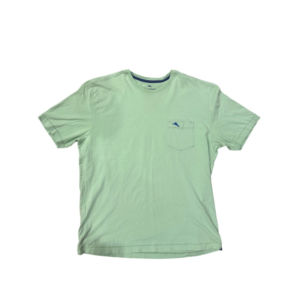 Tommy Bahama Relax‎ Mens Light Green Pima Cotton Pocket T Shirt L G